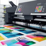 Modern printing press produces multi colored printouts accurately generated by artificial intelligence